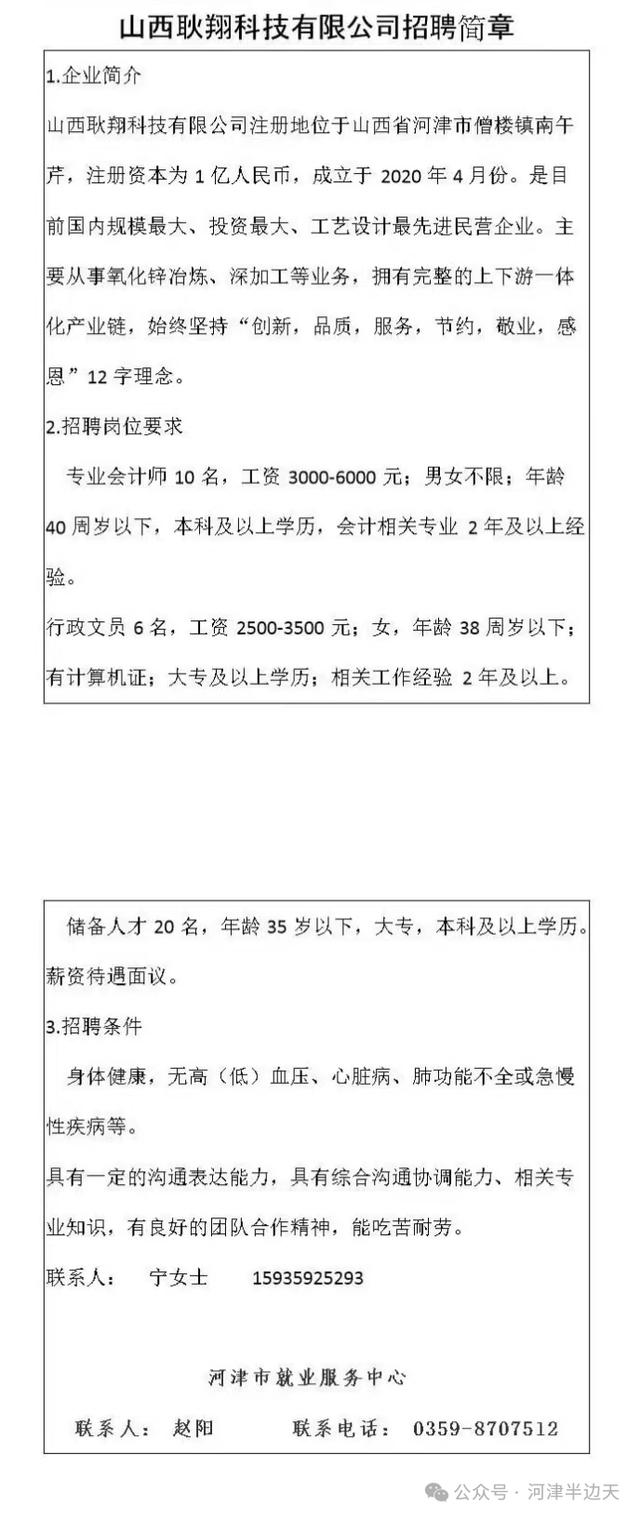 山西省运城市河津市最新招聘信息汇总